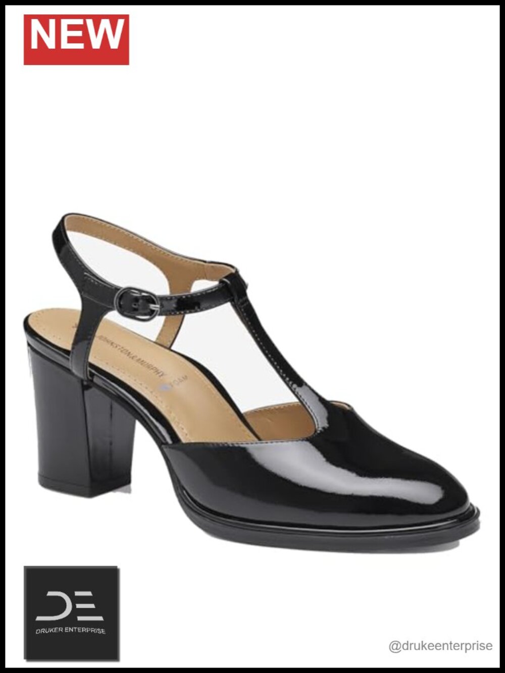 T-Strap Pumps with Buckle Closure, Leather Lining, TruFoam Cushioning